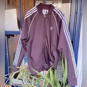 Adidas tracksuit top, large, burgundy